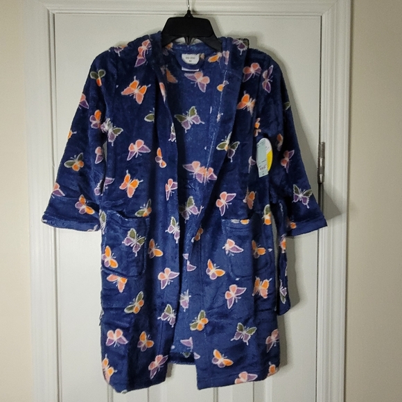 Okie Dokie Toddler Girls Mid Length Long Sleeve Hooded Butterfly Robe Blue 6X - Picture 11 of 11